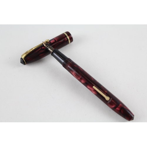 490 - Vintage CONWAY STEWART 15 Burgundy Fountain Pen w/ 14ct Gold Nib WRITING