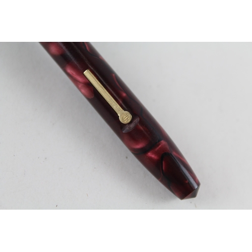 490 - Vintage CONWAY STEWART 15 Burgundy Fountain Pen w/ 14ct Gold Nib WRITING