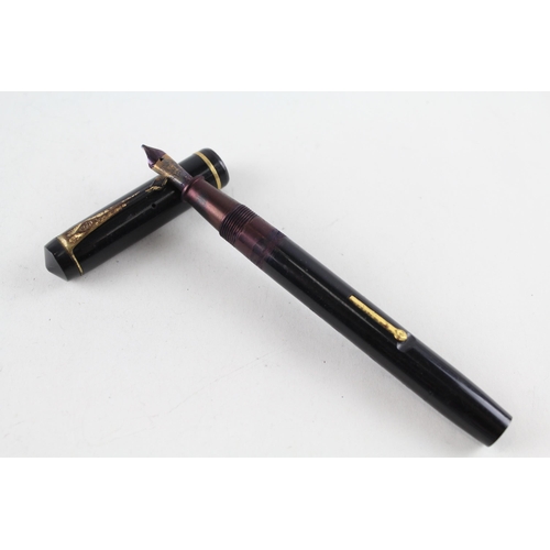 492 - Vintage CONWAY STEWART No.286 Black Fountain Pen w/ 14ct Gold Nib WRITING