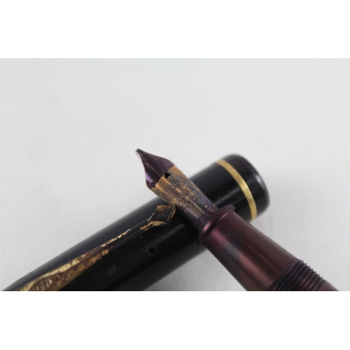 492 - Vintage CONWAY STEWART No.286 Black Fountain Pen w/ 14ct Gold Nib WRITING