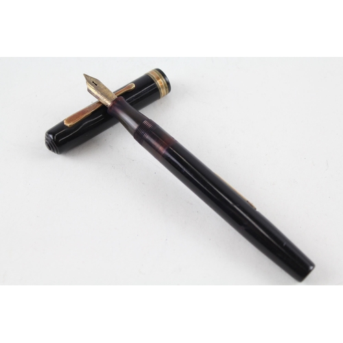 497 - Vintage WATERMAN Ideal Black  Cased Fountain Pen w/ 14ct Gold Nib WRITING