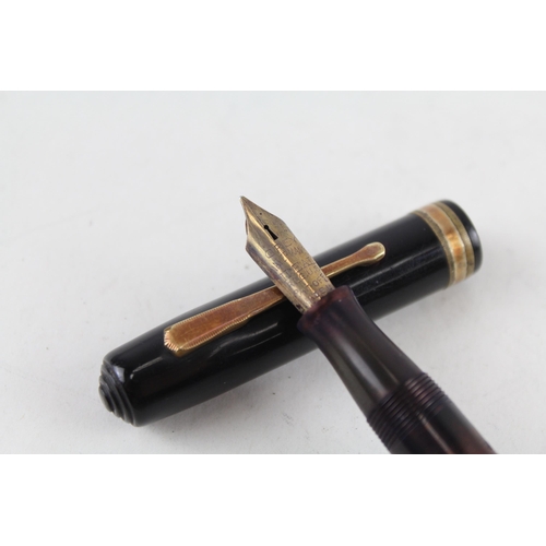 497 - Vintage WATERMAN Ideal Black  Cased Fountain Pen w/ 14ct Gold Nib WRITING