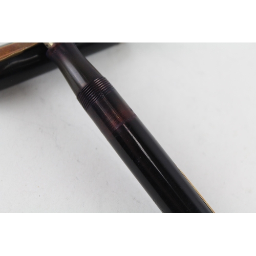 497 - Vintage WATERMAN Ideal Black  Cased Fountain Pen w/ 14ct Gold Nib WRITING