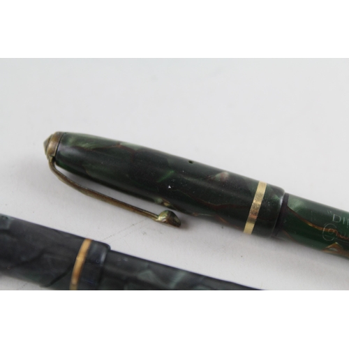 498 - 2 x Vintage CONWAY STEWART Dinkie 550 Fountain Pens w/ 14ct Gold Nibs WRITING