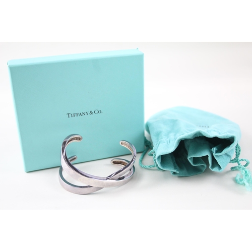 Silver cuff bangle by designer Tiffany & Co w/ box (47g)