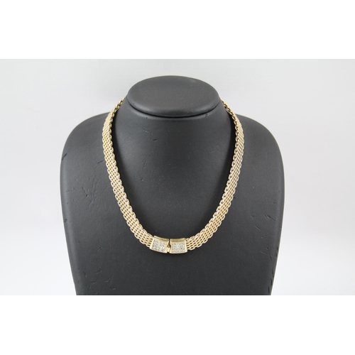 Gold tone stone set collar necklace by designer Nina Ricci (49g)