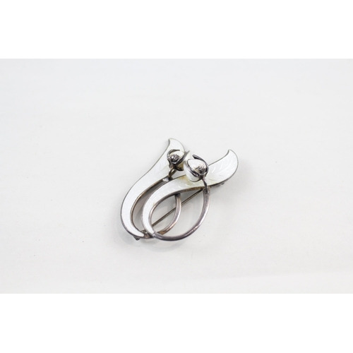 Silver enamel brooch by Askel Holmsen (12g)