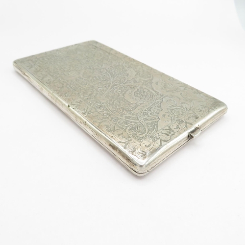Silver 800 grade coin metal cigarette box measures 140mm x 80mm 195g