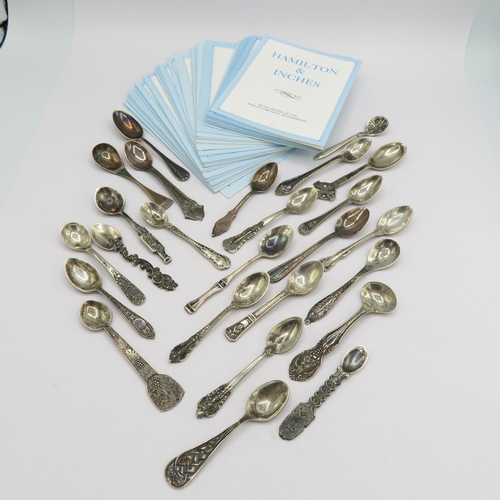 A large collection of Hamilton and Inches spoons with all paperwork 142g