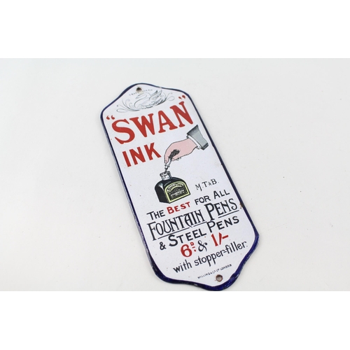 Vintage SWAN INK Advertising Repro Enamel Sign / Wall Plaque