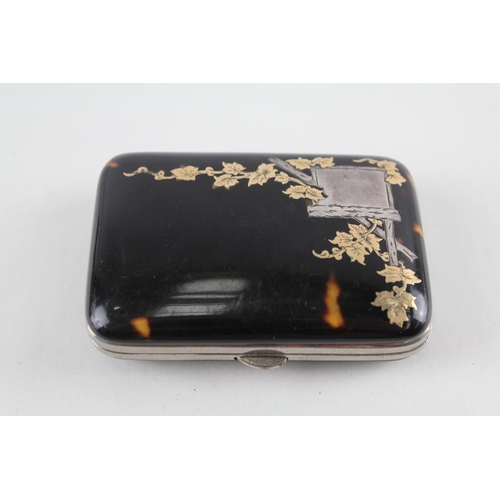 Antique Tortoiseshell Ladies Coin Purse / Etui Case w/ 9ct Gold & .925 Sterling