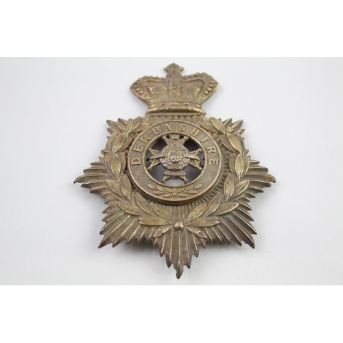 Victorian Military Helmet Plate with Derbyshire Centre Badge