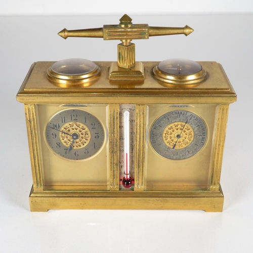 A twin carriage clock barometer measures 150mm x 110 mm.  Clock requires full service