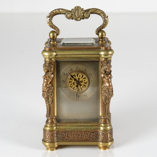 A small carriage clock movement named by AIGUILLES France.  Clock is fully running.  75mm x 50mm