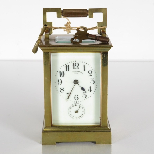 A medium sized carriage clock Paris movement and chimes clock requires full service 140mm x 90mm