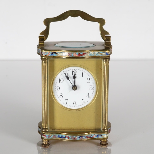 Cliosonne Enamel midsized carriage clock.  Clock runs.  110mm x 80mm