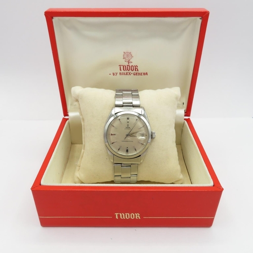 Tudor Oysterdate by Rolex ref 7962 gents vintage s/steel bracelet dated 1964 Tudor signed dial and case movement