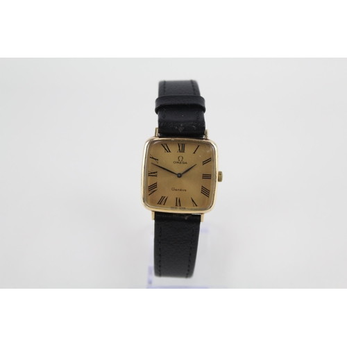 OMEGA GENEVE Unisex Square Dial Gold Tone WRISTWATCH Hand-wind WORKING