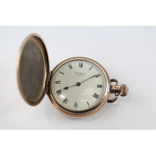 WALTHAM Rolled Gold Gents Vintage Full Hunter Pocket Watch Hand-wind WORKING