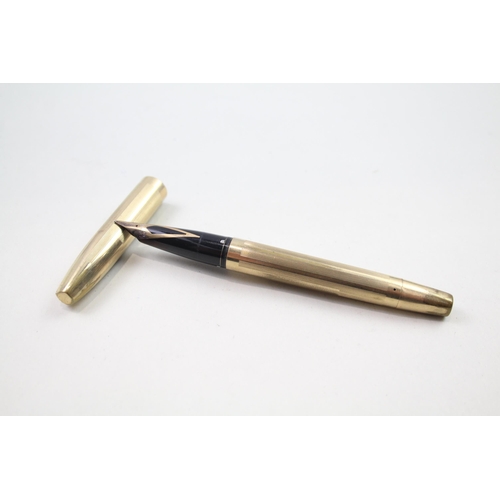 Vintage SHEAFFER Imperial Brass Fountain Pen w/ 14ct Gold Nib WRITING