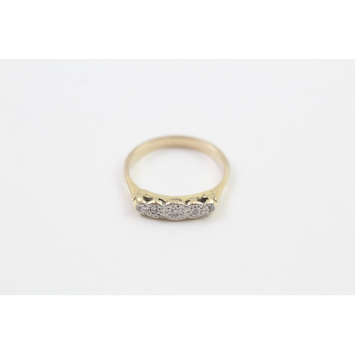 124 - 9ct gold old cut diamond five stone ring (1.6g) Size  H