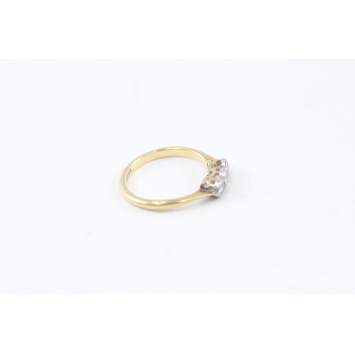 132 - 18ct gold old cut diamond three stone ring (1.9g) Size  K