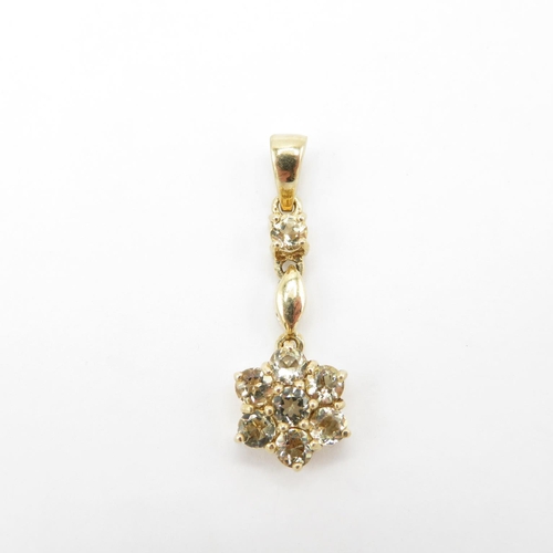 7 - HM 9ct gold pendant with yellow citrine  stone floral design (1.9g)