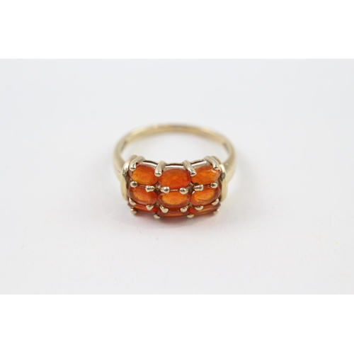 77 - 9ct gold fire opal cluster ring (2.5g) Size  N 1/2