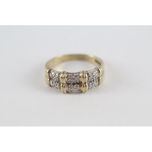 87 - 9ct gold diamond double band ring (3g) Size  Q