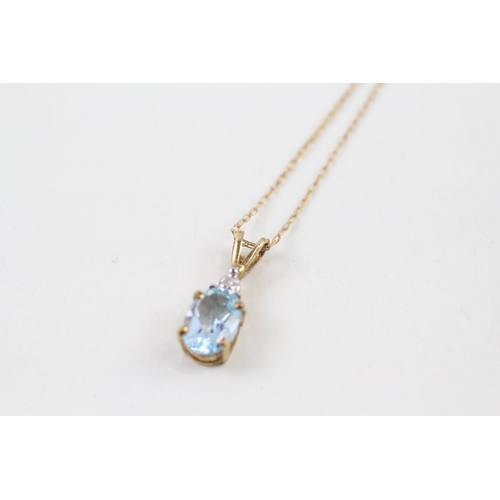 88 - 9ct gold diamond & topaz pendant necklace (1g)