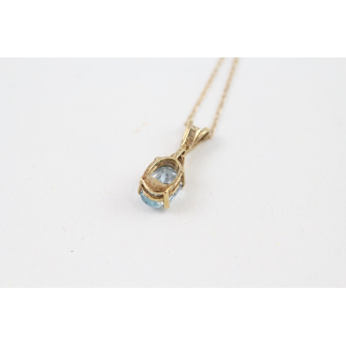 88 - 9ct gold diamond & topaz pendant necklace (1g)