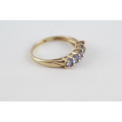 89 - 9ct gold tanzanite five stone ring (2g) Size  P