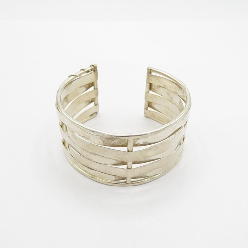 181 - Silver HM weave design cuff bangle maker JA  40g