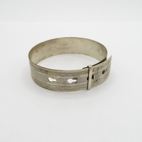 184 - Silver Cat Collar Bangle HM  20.5g