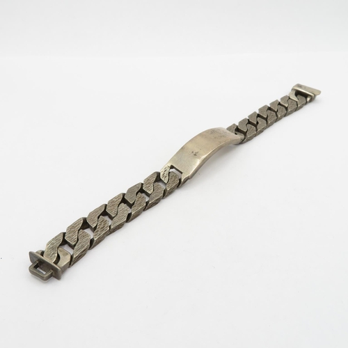 195 - Heavy silver HM ID bracelet bark effect  84.2g