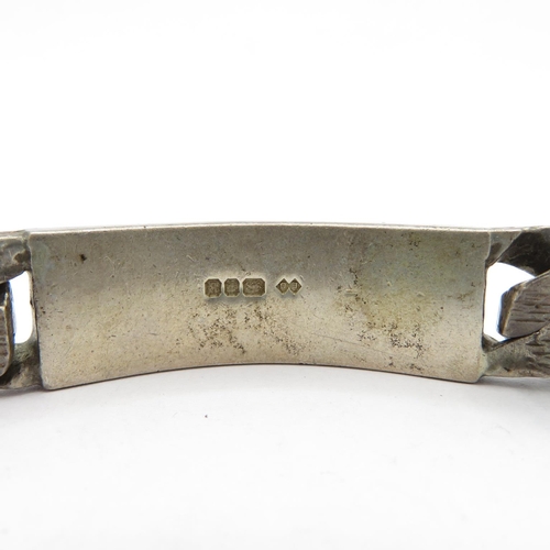 195 - Heavy silver HM ID bracelet bark effect  84.2g