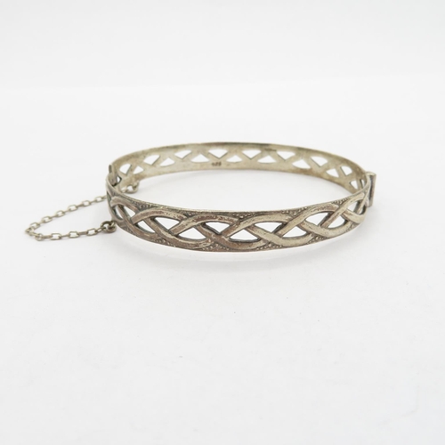 198 - 2x silver HM bangles - one adjustable and one with safety chain  42g in total