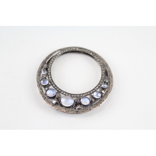 Silver marcasite and Moonstone dress clip (13g)