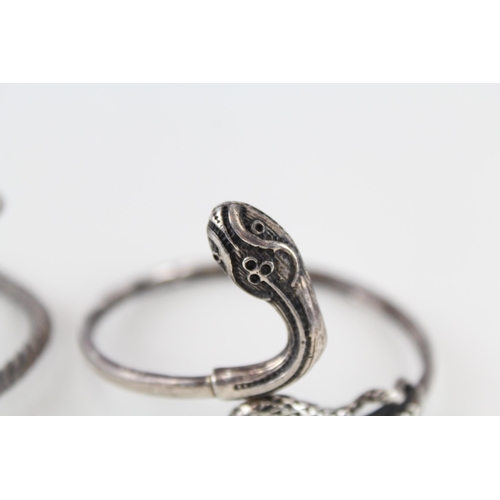 235 - Two silver snake bangles (53g)