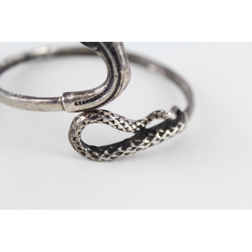 235 - Two silver snake bangles (53g)