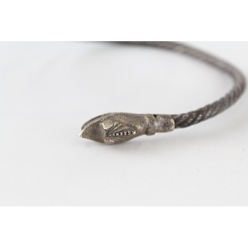 235 - Two silver snake bangles (53g)