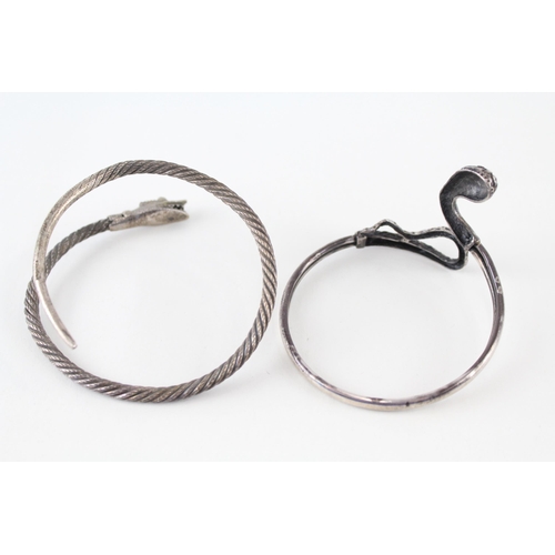 235 - Two silver snake bangles (53g)