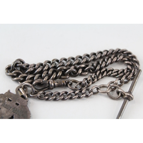 237 - Silver antique watch chain with fob (37g)