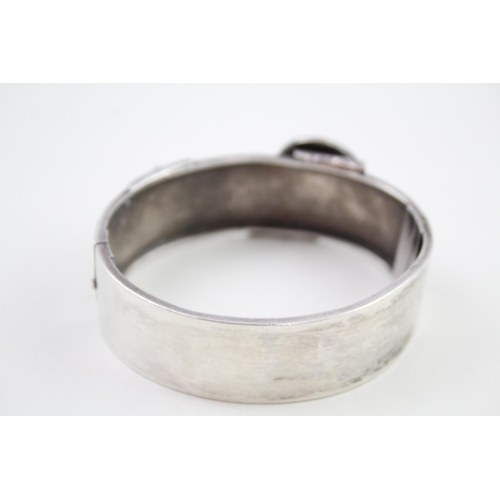 238 - Silver antique buckle design bangle (24g)