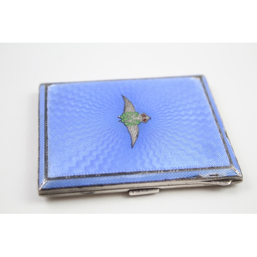 251 - Vintage Hallmarked 1935 Birmingham Sterling Silver RAF Enamel Compact (92g)