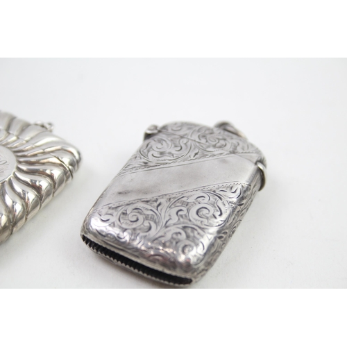 255 - 2 x Antique Victorian Hallmarked .925 Sterling Silver Vesta / Match Cases (38g)