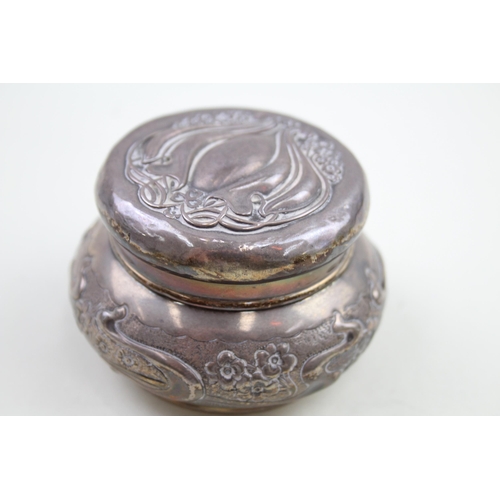 256 - Antique Art Nouveau 1902 Birmingham Sterling Silver Trinket Box / Caddy (93g)