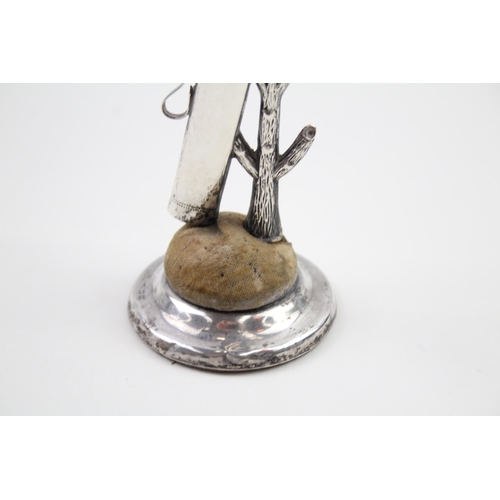 277 - Antique Edwardian 1910 Birmingham Sterling Silver Novelty Golf Pin Cushion (71g)