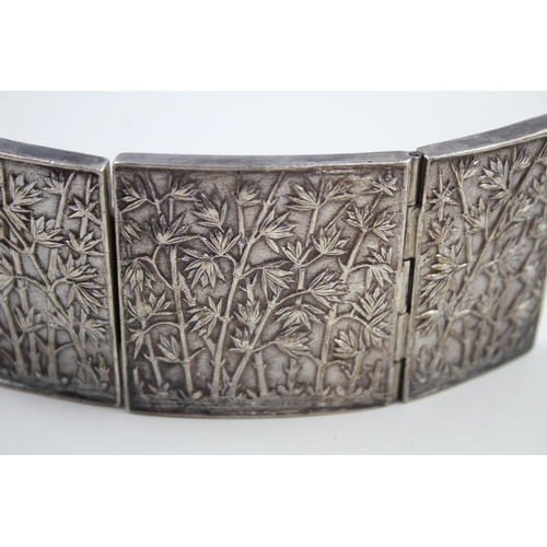 299 - Antique / Vintage .925 Chinese Silver 3 Part Belt Buckle (90g)