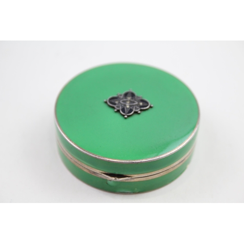 303 - Art Deco 1927 London Sterling Silver Import Guilloche Enamel Trinket Box 48g